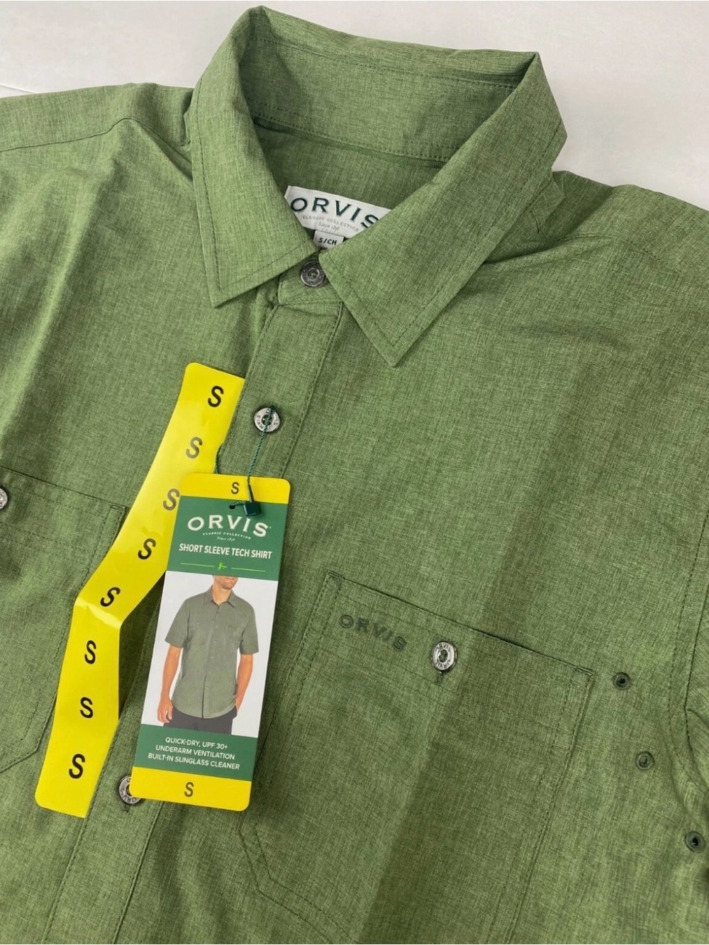 Orvis Men's Short Sleeve Tech Shirt - Green sz. Small
